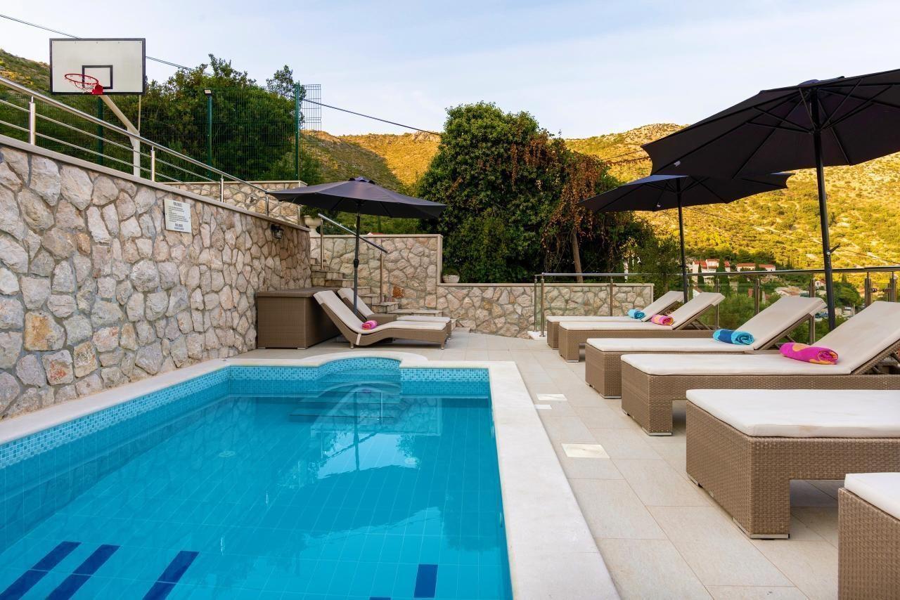 FerienWohnung mit privatem beheiztem Pool, Basketb   Dubrovnik Riviera